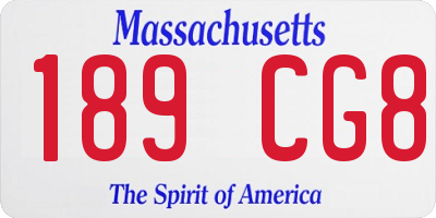 MA license plate 189CG8