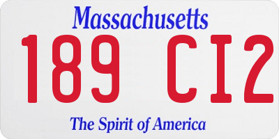 MA license plate 189CI2