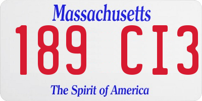 MA license plate 189CI3