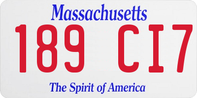 MA license plate 189CI7