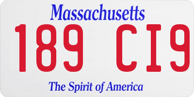 MA license plate 189CI9