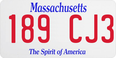 MA license plate 189CJ3