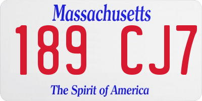 MA license plate 189CJ7