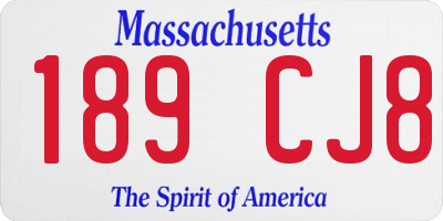 MA license plate 189CJ8