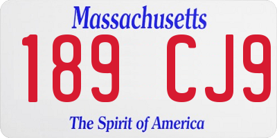 MA license plate 189CJ9