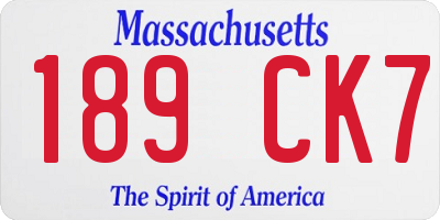 MA license plate 189CK7