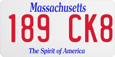 MA license plate 189CK8