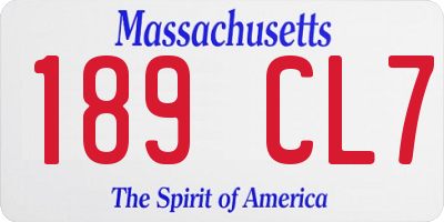 MA license plate 189CL7