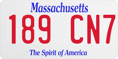 MA license plate 189CN7