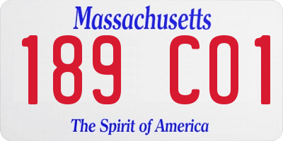 MA license plate 189CO1