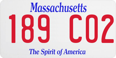 MA license plate 189CO2