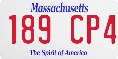 MA license plate 189CP4