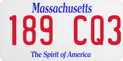 MA license plate 189CQ3