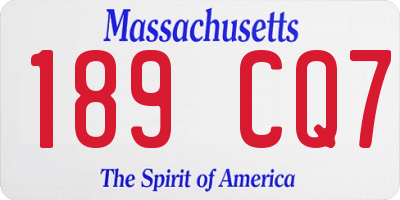 MA license plate 189CQ7