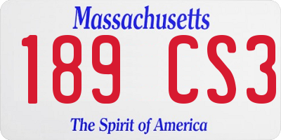 MA license plate 189CS3