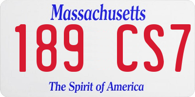 MA license plate 189CS7