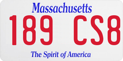 MA license plate 189CS8