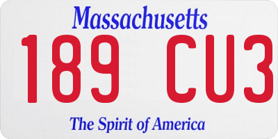 MA license plate 189CU3