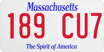 MA license plate 189CU7