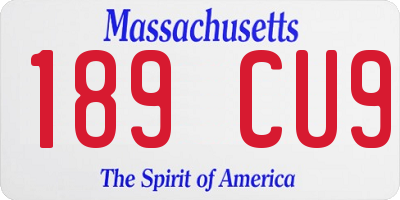 MA license plate 189CU9