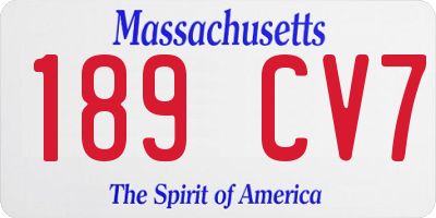MA license plate 189CV7