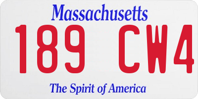 MA license plate 189CW4