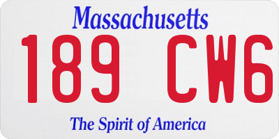MA license plate 189CW6
