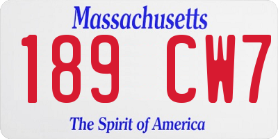 MA license plate 189CW7