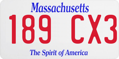 MA license plate 189CX3
