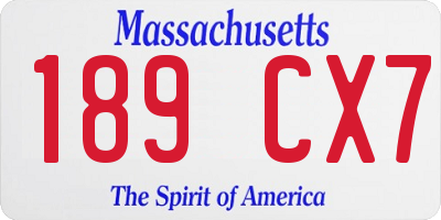MA license plate 189CX7