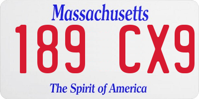 MA license plate 189CX9