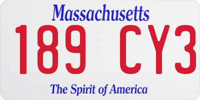 MA license plate 189CY3