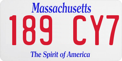 MA license plate 189CY7