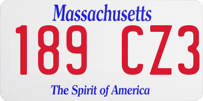 MA license plate 189CZ3