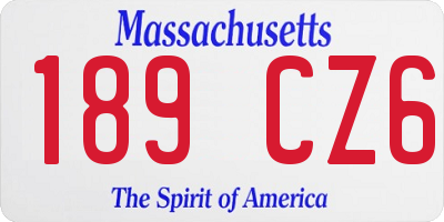 MA license plate 189CZ6