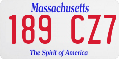 MA license plate 189CZ7