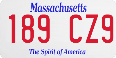 MA license plate 189CZ9