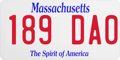 MA license plate 189DA0