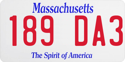 MA license plate 189DA3