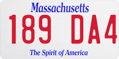 MA license plate 189DA4