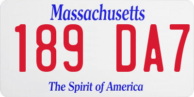 MA license plate 189DA7