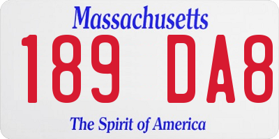 MA license plate 189DA8