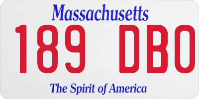 MA license plate 189DB0
