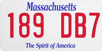 MA license plate 189DB7