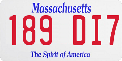 MA license plate 189DI7