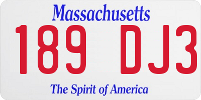 MA license plate 189DJ3