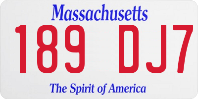 MA license plate 189DJ7