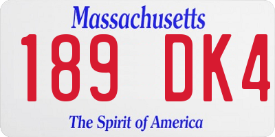 MA license plate 189DK4