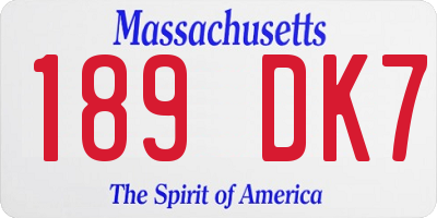 MA license plate 189DK7