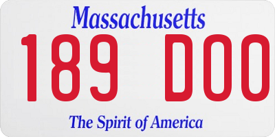 MA license plate 189DO0